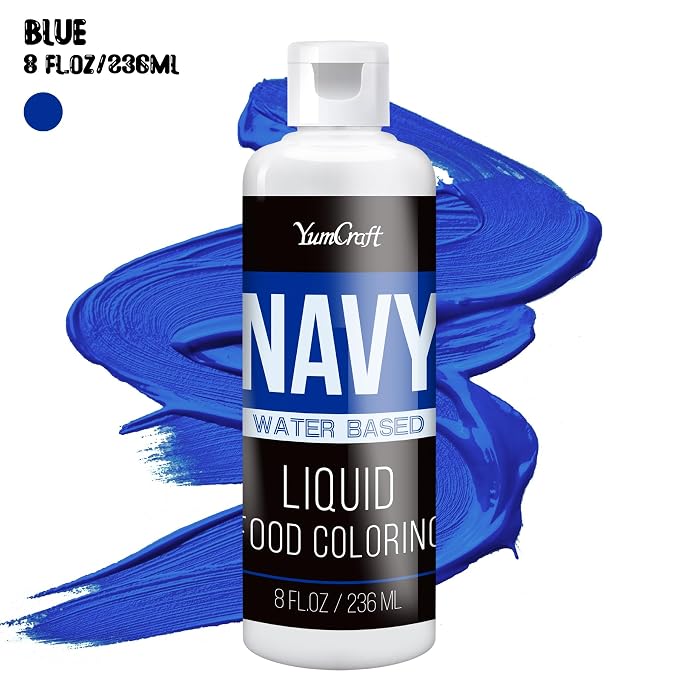 Food Coloring Liquid - Vibrant Color Food Coloring for Cake Decorating, Baking, Easter Egg, Icing - Tasteless Food Color Dye for Fondant, Cooking, Airbrush (Navy, 8 Fl.oz)