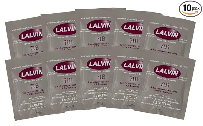 Lalvin Wine Yeast 71B 1122 Yeast, 10 Packs