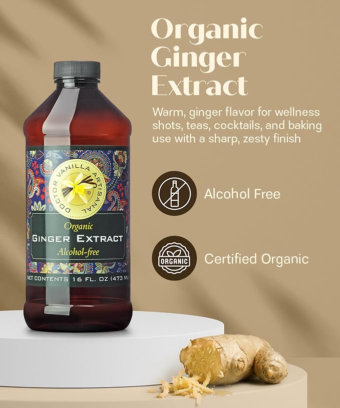 Organic Ginger Extract, 16 fl oz - sugar‑free, GMO‑free, gluten‑free, vegan, paleo, keto, kosher, and halal