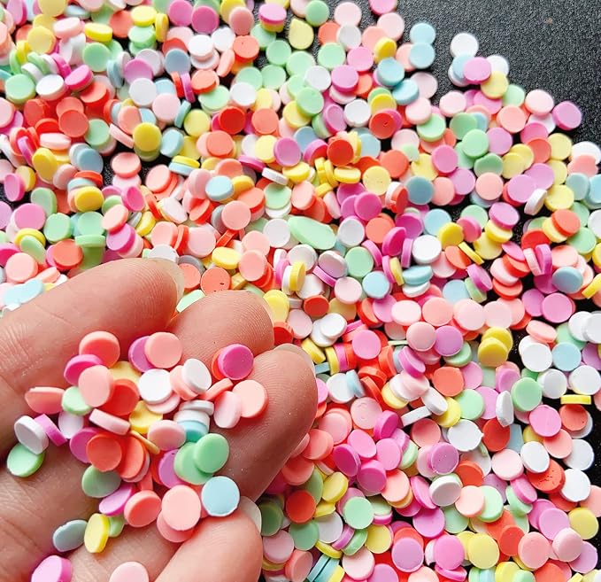 EHOPE 50g Fake Sprinkles Resin Sprinkles Fake Candy Sprinkles Clay Sprinkles Polymer Sprinkles Polymer Clay Slices for Nail Art DIY Crafts Cake Phone Case(Red Round Slices-02)