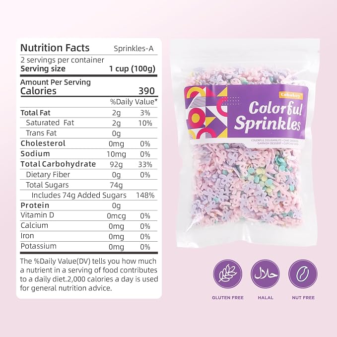 Sprinkles for cake decorating, 7 Ounces Macaron Color Bows Confetti Sprinkles for Cupcake, Cookies, Ice Cream Topper, Edible Cake Decorationss, Baking Desserts