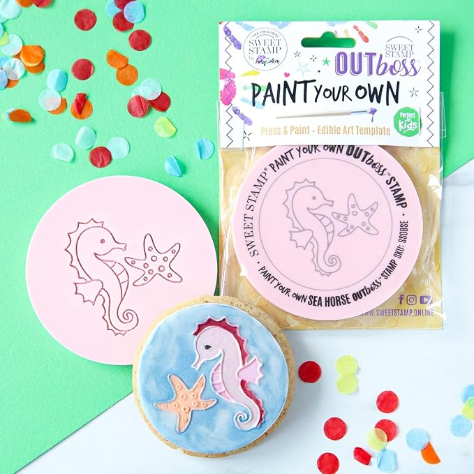 Sweet Stamp by AmyCakes Outboss Plastic Paint Your Own, Sea Horse