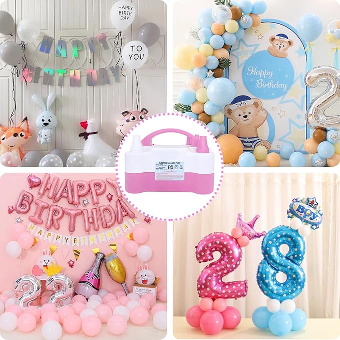 Electric Balloon Pump, Portable 2 Modes Balloon Blower Machine with 14 Balloon Arch Kits, Air Pump for Balloon, Balloon Inflator for Party Decoration