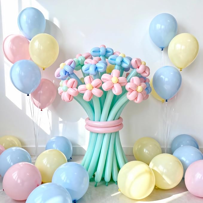 200 Pcs 260 Balloons, Pastel Long Latex Twisting Balloon Macaron Animal Balloon for Birthday Wedding Festival Party