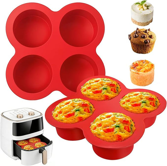 Silicone Egg Bite Molds 2 Pack Air Fryer Muffin Baking Pans Nonstick Silicone Muffin Trays for Baking Mini Muffins Eggs Bites Tart Mini Cupcake Brownie Quiche