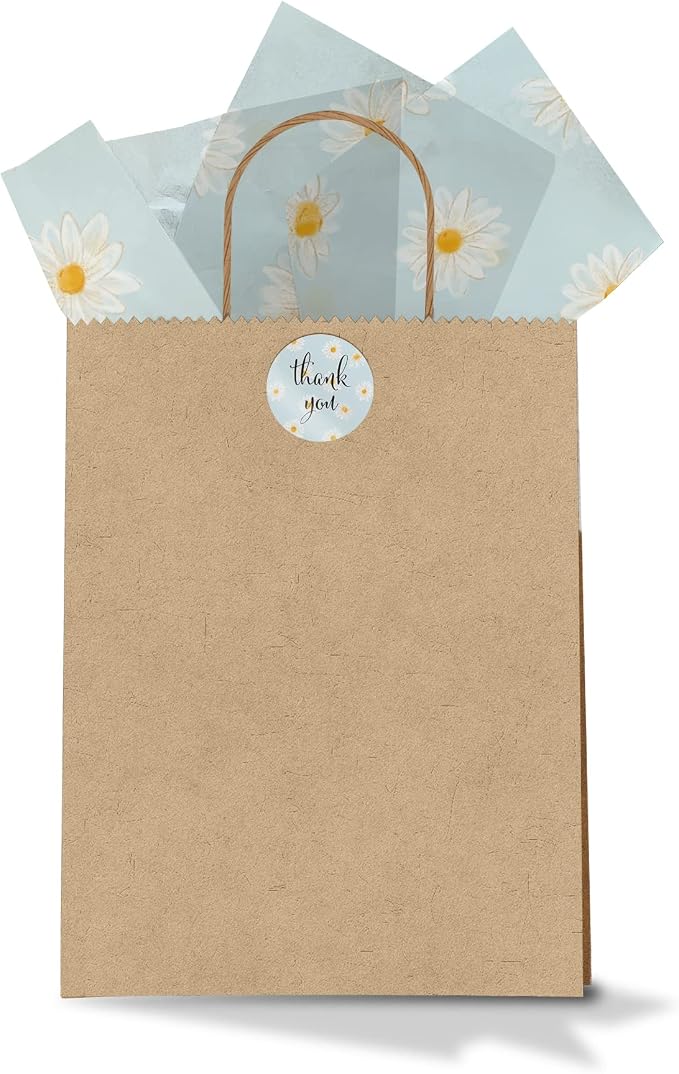 1.5 Inch Round 500 Count Daisy Floral Perforated Roll Stickers - Thank You Labels for Favors - Packing Thank You Stickers for Small Business Store Owners