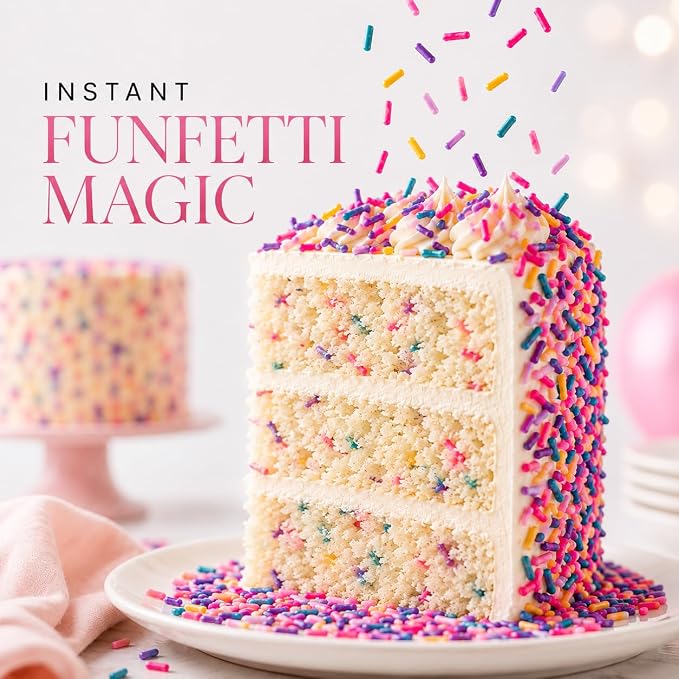Confect Twinkle Toppings Rainbow Sprinkles – Custom Blend Multicolor Jimmies – Edible Toppings for Cake, Cupcake & Dessert Decorating – Vegan, Gluten-Free, Nut-Free, Soy-Free, Dairy-Free, Palm Oil-Free – 4.2 Oz