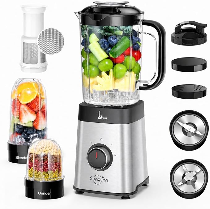 Sangcon Blenders for Kitchen - Smoothie Blender - Personal Blender for Shakes and Smoothies, Grinding & more, 54 oz Jar & 18 oz Cup with To-Go Lid