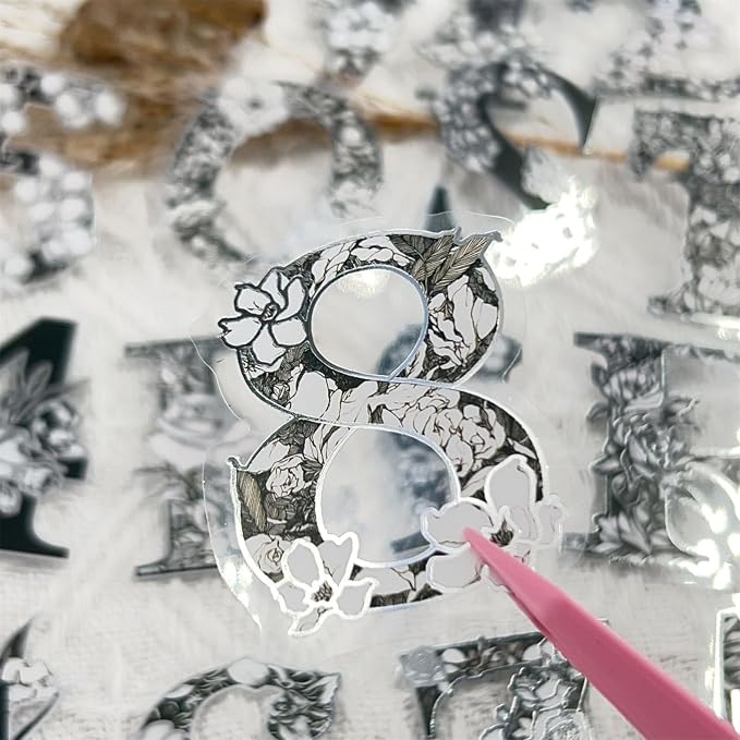 Glitter Silver Letters Stickers, 50PCS PET Transparent Waterproof Glitter Decals for Scrapbook Journal Stationery DIY Crafts Planner Water Bottle Laptop Gift Supplies for Adult (Colourful-B9)