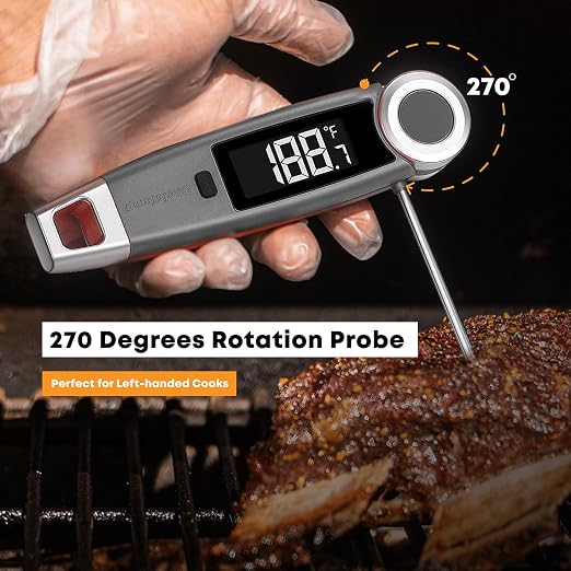 Finaltouch X10 Instant Read Digital Meat Thermometer NSF Certified Waterproof Professional for Cooking Grilling BBQ Baking Candy Oil with Rotating Probe and Backlit Display (Patriotic Limited Edition)