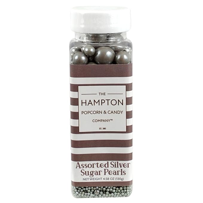Silver Sprinkles Pearl Sugar 4.58 oz, Silver Pearls For Cake Decorating