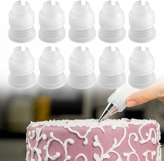 10 Pack Piping Bag Couplers for Icing Nozzles, Small Couplers for Piping Bags, Transparent