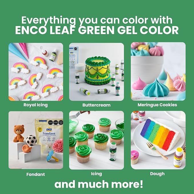 ENCO Food Coloring Gel Leaf Green 1.41 oz (40g) Concentrated, Vegan