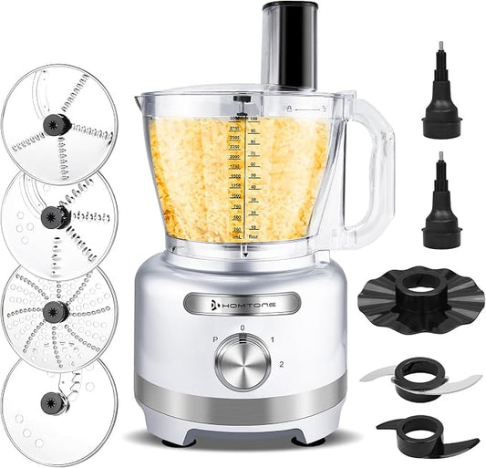 Homtone 16 Cup Food Processor Large 9-IN-1 Veggie Chopper for Dough, Fries | Large Capacity for Family Meal Prep, Cheese Grate, Slice, Meat Chop, Knead,Emulsify, Dishwasher Safe
