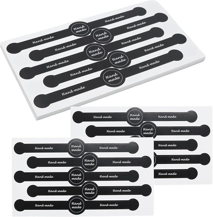 Pine & Linen 300pcs Handmade Tamper Seal Stickers,7.1"x1" Self Adhesive Tamper Evident Labels Long Strip Bakery Stickers,Secure Food Baking Seal Sticker for Food Packaging/Cake/Cookie/Gift Wrapping