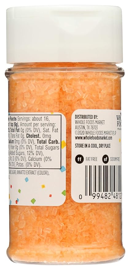 365 by Whole Foods Market, Orange Colored Sugar, 3.3 Ounce (Pack of 5)
