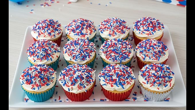 NCS New England Game Day Red, Dark Blue, Silver & White Jimmies Edible Sprinkles – Cupcake, Cake & Cookie Decorations, 7 oz