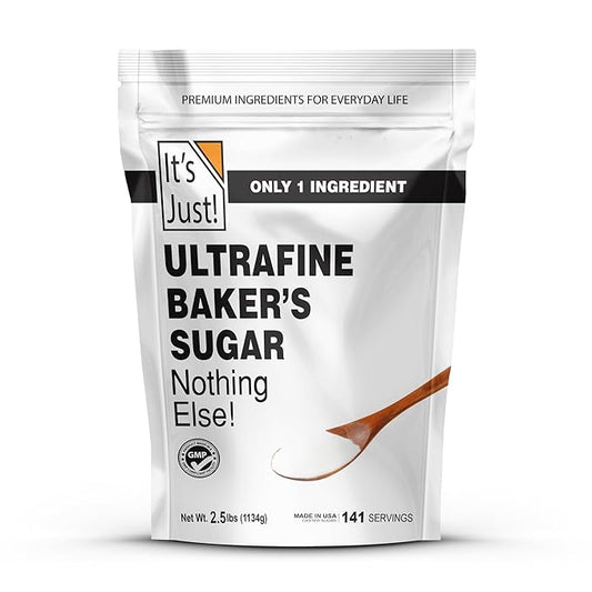 It's Just - Ultrafine Caster (Baking) Sugar, 2.5lbs, 100% Pure Cane Sugar, Made in USA