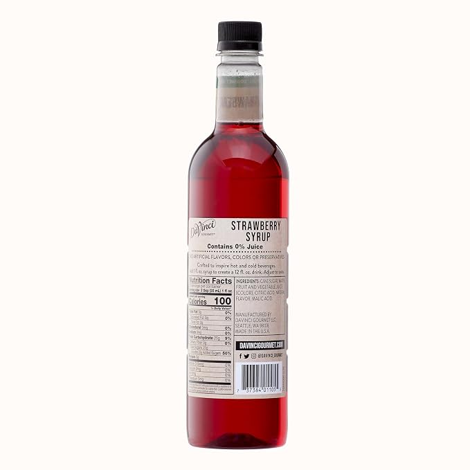 DaVinci Gourmet Naturals Strawberry Syrup, 25.4 Fluid Ounces (Pack of 4)