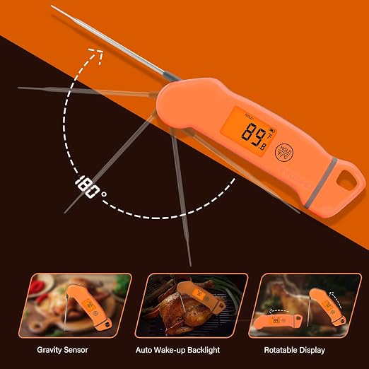Inkbird Rechargeable Meat Thermometer IHT-1S, Instant Read Meat Thermometer Waterproof Digital Food Cooking Thermometer, Kitchen Food Thermometer for Grill, BBQ, Smoker, Turkey, Homebrewing, Coffee