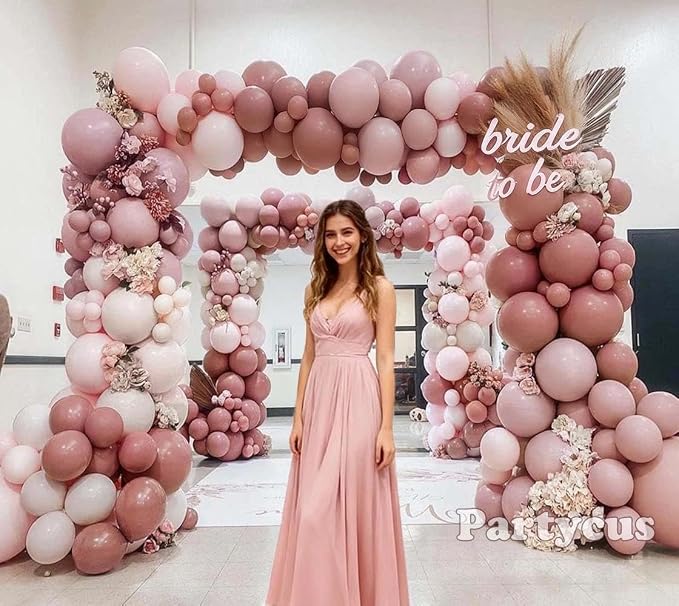 Dusty Rose Pink Balloon Arch Kit Double Stuffed Mauve Light Pink Matte Blush Nude Boho Balloon Garland for Baby Shower Birthday Bridal Wedding Flower Anniversary Party Decoration