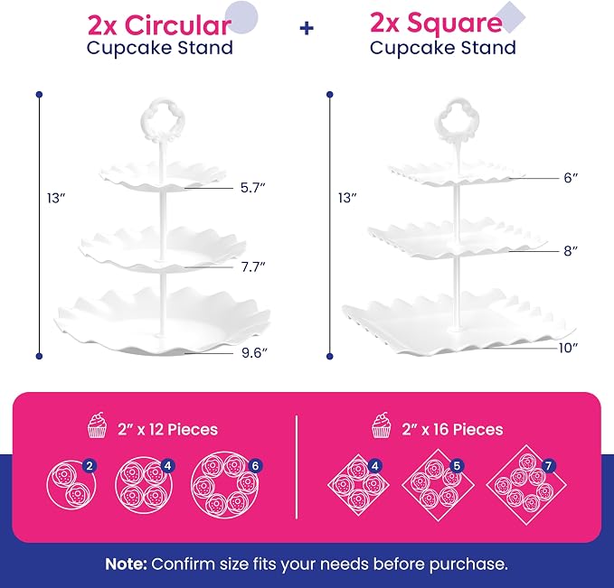 RICCLE 10Pcs Dessert Table Display Set, 3 Tiered Cupcake Stand, Cupcake Holder & Cake Stands, Dessert Display Serving Trays for Party, Bridal Shower, Baby Shower, Tea Party, and Birthdays