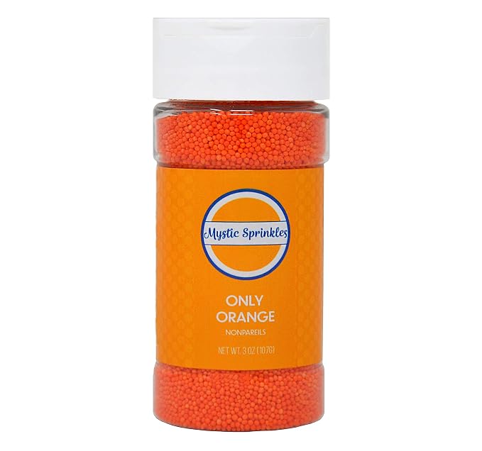 Mystic Sprinkles Solid Color Nonpareils 3.8oz Bottle (Only Orange)