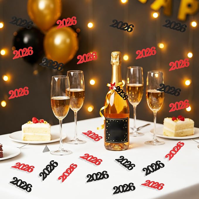 Graduation Confetti 2026, Congrats Grad Confetti Class of 2026,60g Red Black Glitter Graduation Table Scatter Centerpiece for Graduation Party Decorations Senior High School Celebration Party Supplies
