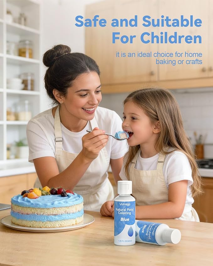 Dye-Free Food Coloring, Natural Food Coloring Gel No Artificial Dyes, Non-Toxic, Natural Food Dye for Icing, Frosting, Cake Decorating, 40 Milliliters - Blue