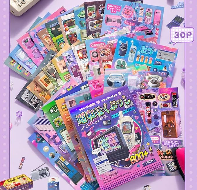 Girl's Japanese Retro Sticker Book, Y2K Theme - 800+ Cute Old Showa Style Old Items Stickers, for DIY Scrapbooking Journaling Handbook Decoration