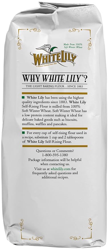 White Lily Enriched Bleached Self-Rising Flour, 32 Ounce (Pack of 1) with Mixing Bowl