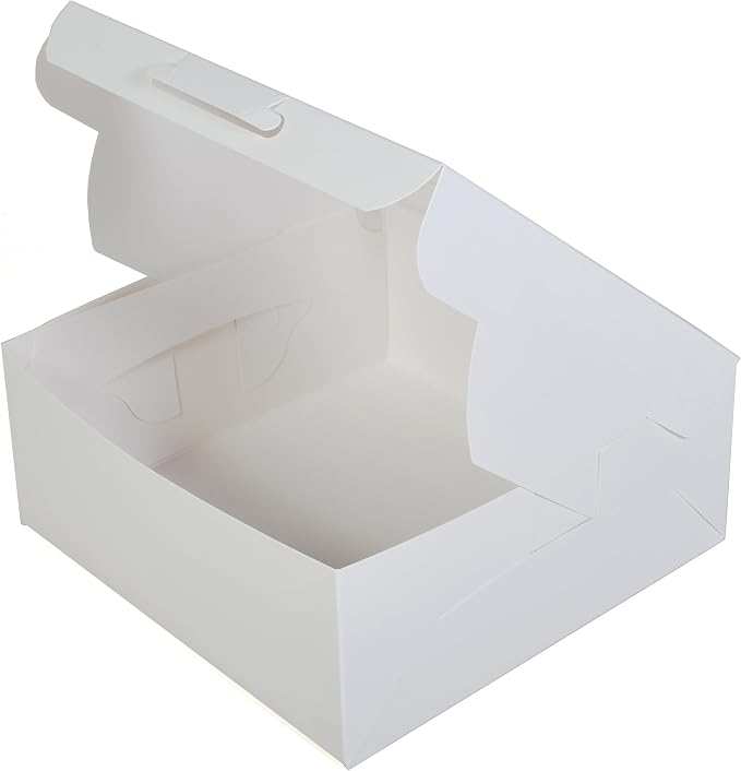 Southern Champion Tray 23073 Paperboard White Lock Corner Window Bakery Box, 12" Length x 12" Width x 5" Height (Case of 100)