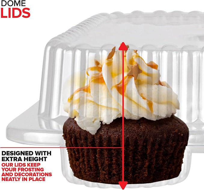 Stock Your Home Mini Disposable Plastic Cupcake Containers (240 Pack) 12 - Count Tray Compartment, Small or Mini Cupcakes Box/Holder/Carrier with Clear Connected Dome Lid, BPA Free