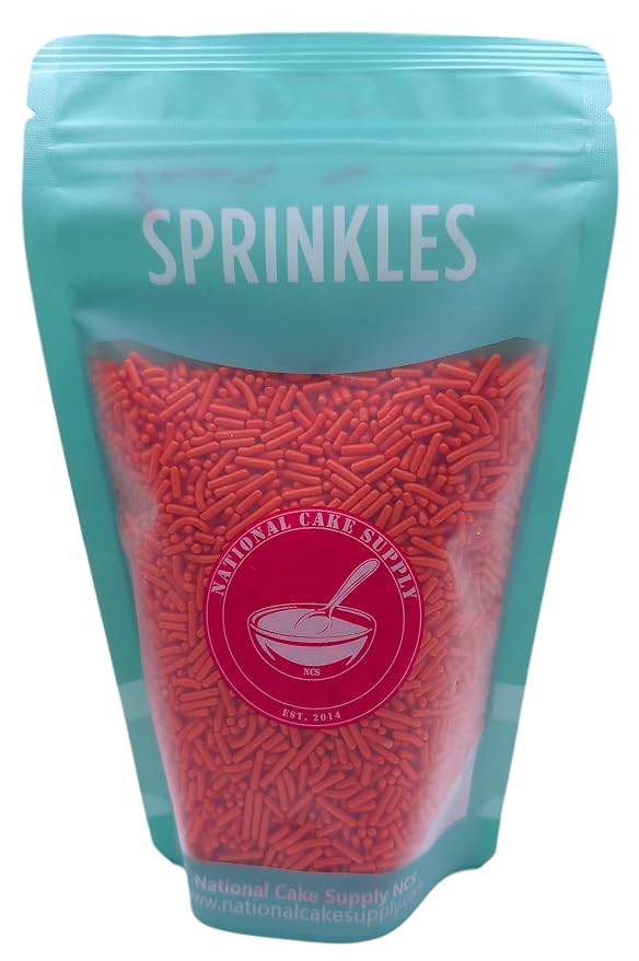 NCS Orange Jimmies Edible Sprinkles – Cupcake, Cake & Cookie Decorations, 7 oz