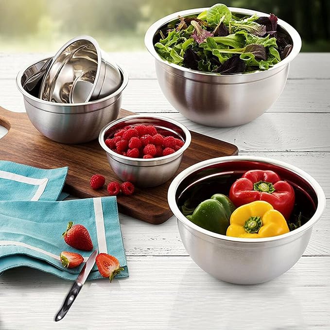 YBM HOME Heavy Duty Professional Stainless Steel Mixing Bowl – Commercial Grade Deep Prep & Serving Bowl for Baking, Cooking, Dough Mixing & Food Prep, Dishwasher Safe, 1 Quarts