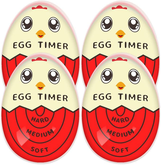 Lasubst Egg Timer for Boiling Eggs that Changes Color When Done, Red, Pack of 4