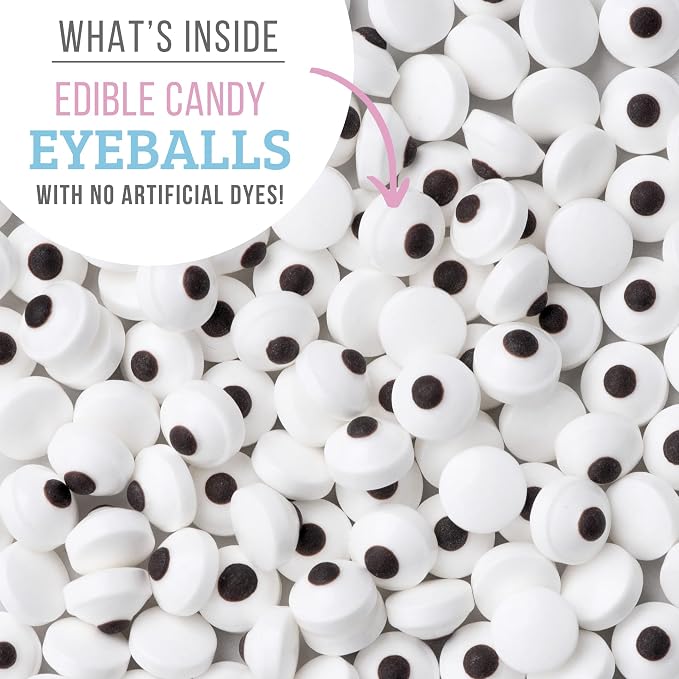 Sweets Indeed Dye-Free Candy Eyeball Sprinkles, 2.92 oz | Edible Sugar Eyeball Decorations for Cookies, Cupcakes & Cakes | No Artificial Dyes