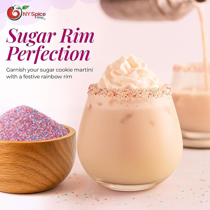 NY Spice Shop Rainbow Sanding Sugar - 8 Ounce Sweet Colorful Edible Sprinkles For Candy Dish - Sugar Sprinkles For Cake Decorating Cookies Basket & Dishes
