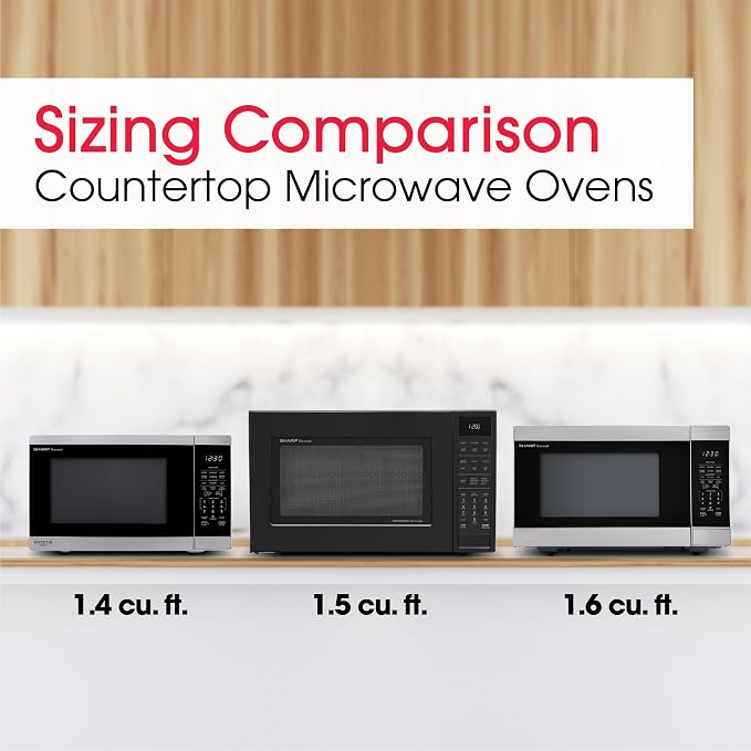 SHARP Countertop Microwave Oven with Removable 12.4" Carousel Turntable, 1100 Watt, 1.4 Cubic Feet, Stainless Steel