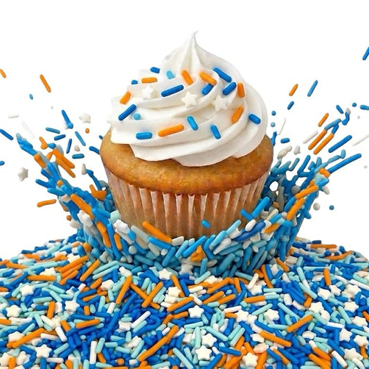 Manvscakes, Blue and Orange dessert Sprinkles, Cake decorations, Chocolate, Fondant baking, Edible sprinkle, Cupcake toppings