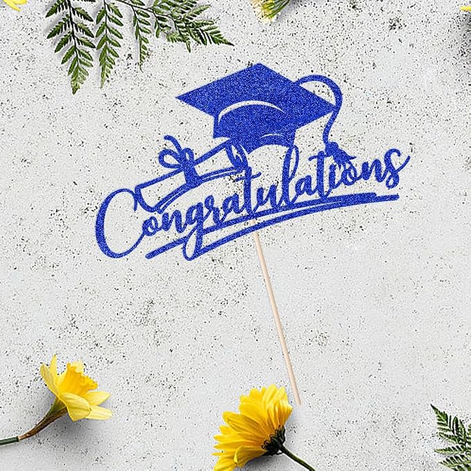 Congratulations 2026 Graduation Cake Topper,Congrats Grad Cake Decor - 2026 High School/College/Senior Graduation Party Decorations Supplies (navy blue)