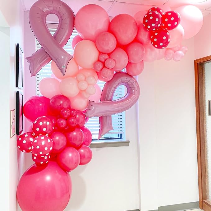 Voircoloria 90pack Hot Pink Balloons Different Size 18/12/10/5 Inch Dark Pink Balloon Garland Arch Kit for Graduation, Wedding, Birthday, Princess Theme Party, Valentine's Day, Baby Shower Decorations