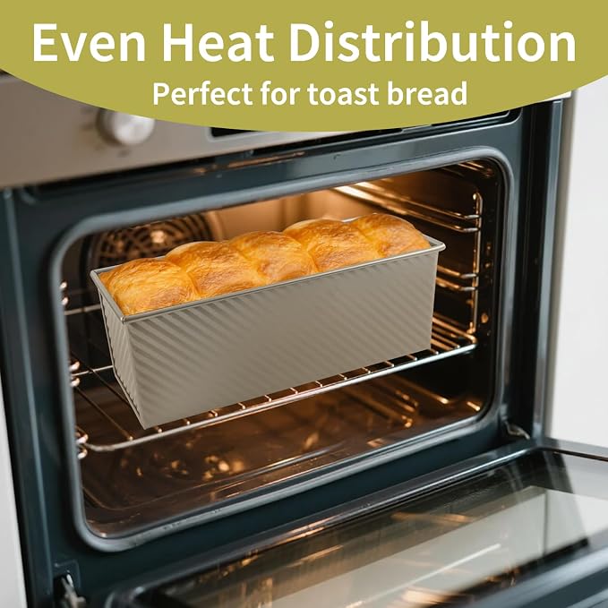 Large Loaf Pan with Lid, 2.2 LB Dough Capacity Loaf Pan, 13 x 5 Inch Baking Mold Non-Stick Bakeware Carbon Steel Bread Toast Mold with Cover for Baking Bread