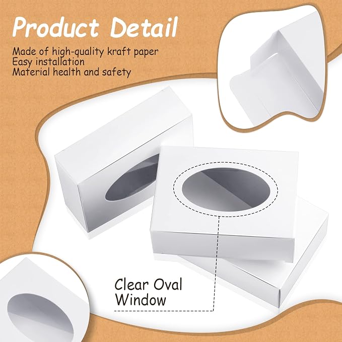 Spakon 30 Pcs Soap Boxes for Homemade Soaps 3.8 x 2.8 x 1.2 Inch Rectangle Soap Boxes with Window Small Gift Wrapping Box for Soaps Packaging Bakery Cookies Candy Party Favor Supplies(White)