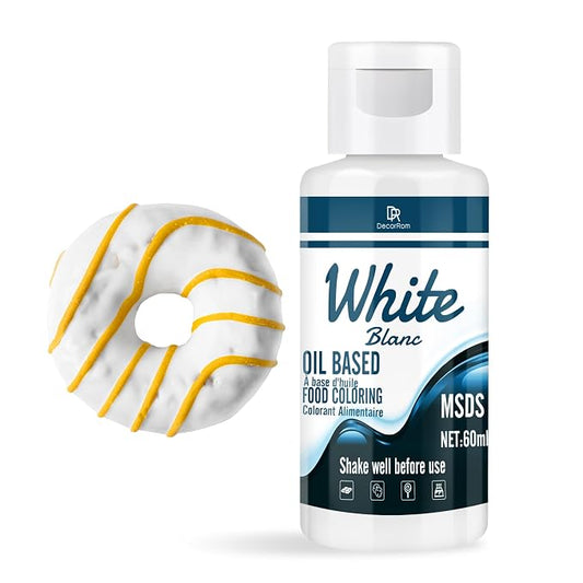 Oil Based Food Coloring - Vibrant Food Coloring for Chocolate, Candy Melts, Baking, Cake Decorating - Upgraded Edible Food Color Dye for Icing, Fondant,Butter, Cookie, DIY Crafts - 2 Fl.oz/Bottle (White)