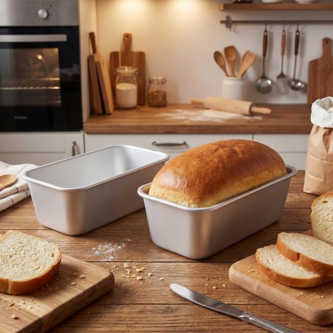 Patelai 4 Pack Small Loaf Pans for Baking Bread Non Stick Bread Pan Rectangle Baking Tray Toast Mold(Silver,7.87 x 3.78 Inch)