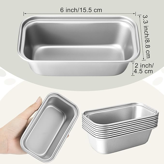 Uiifan 12 Pcs Mini Loaf Pan for Baking Bread Non Stick Small Banana Bread Tins Mini Loaf Pans for Nonstick Tiny Meatloaf Pan Carbon Steel for Oven and Baking (6 * 3.3 * 2inch,Silver)