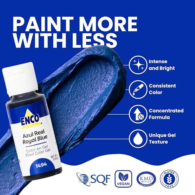 ENCO Food Coloring Gel Royal Blue 1.41 oz (40g) Concentrated, Vegan