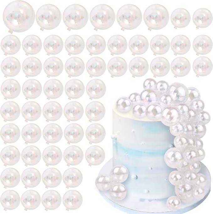 56 PCS Clear Balls Cake Topper Bubble Mini Balloon Topper Ball Cake Picks for Wedding Anniversary Baby Shower Birthday Party