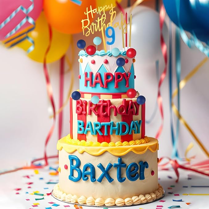 Yerliker 34 Pcs Happy Birthday Cake Toppers Decorations Birthday Candles DIY Cake Decor for Men Women Wedding Anniversary(Blue Red)